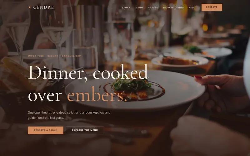 Cendre restaurant sample website